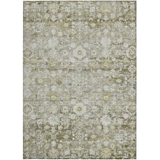 Taupe Beige And Gold Oriental Washable Indoor Outdoor Area Rug Photo 5