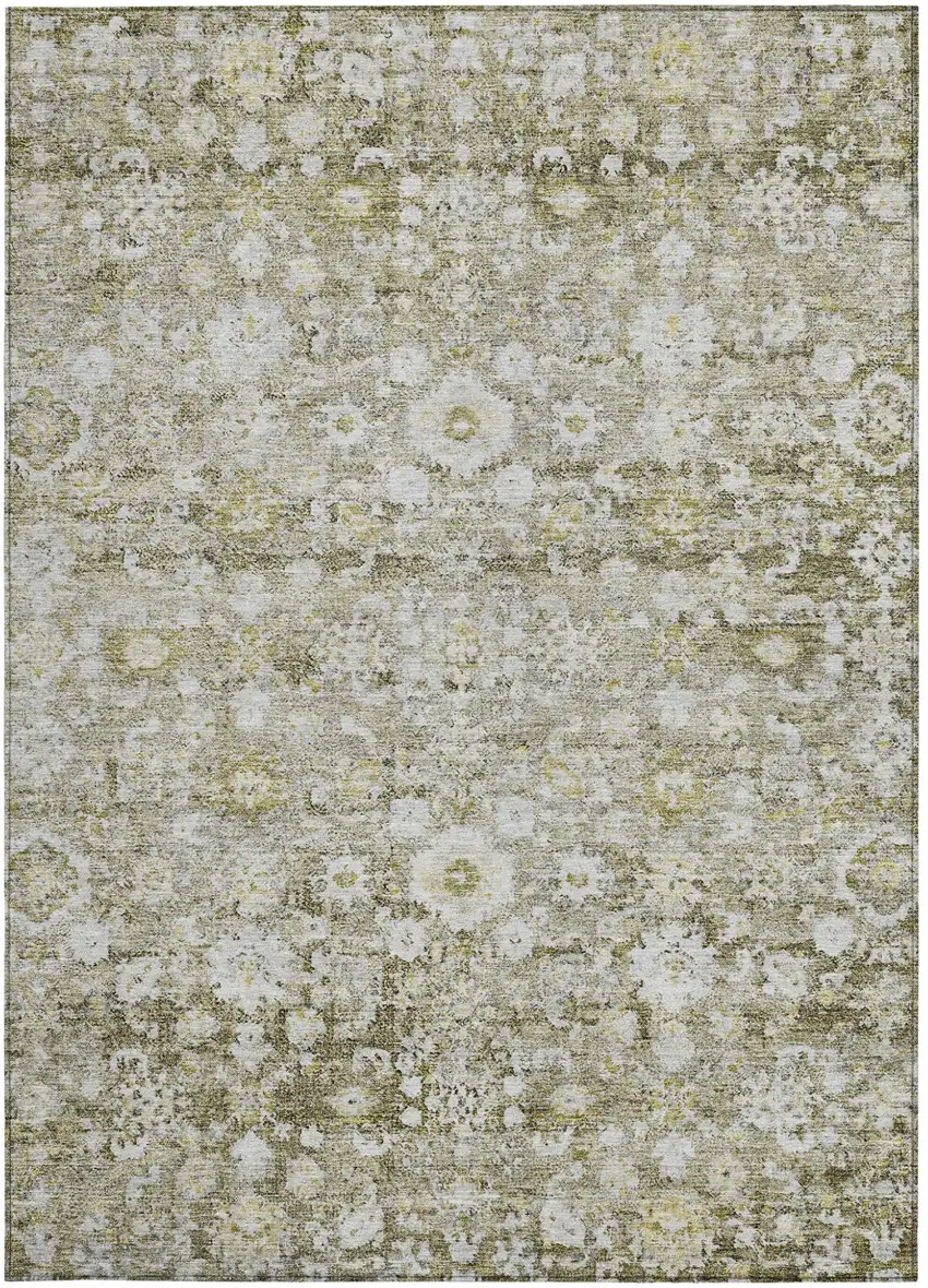 Taupe Beige And Gold Oriental Washable Indoor Outdoor Area Rug Photo 5