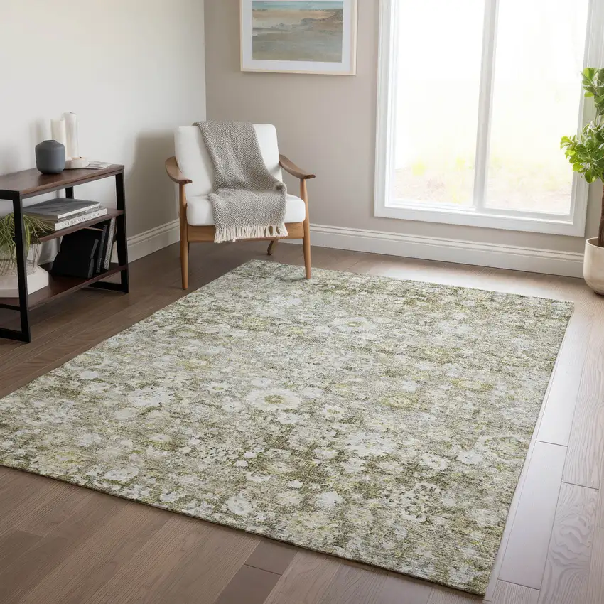 Taupe Beige And Gold Oriental Washable Indoor Outdoor Area Rug Photo 9