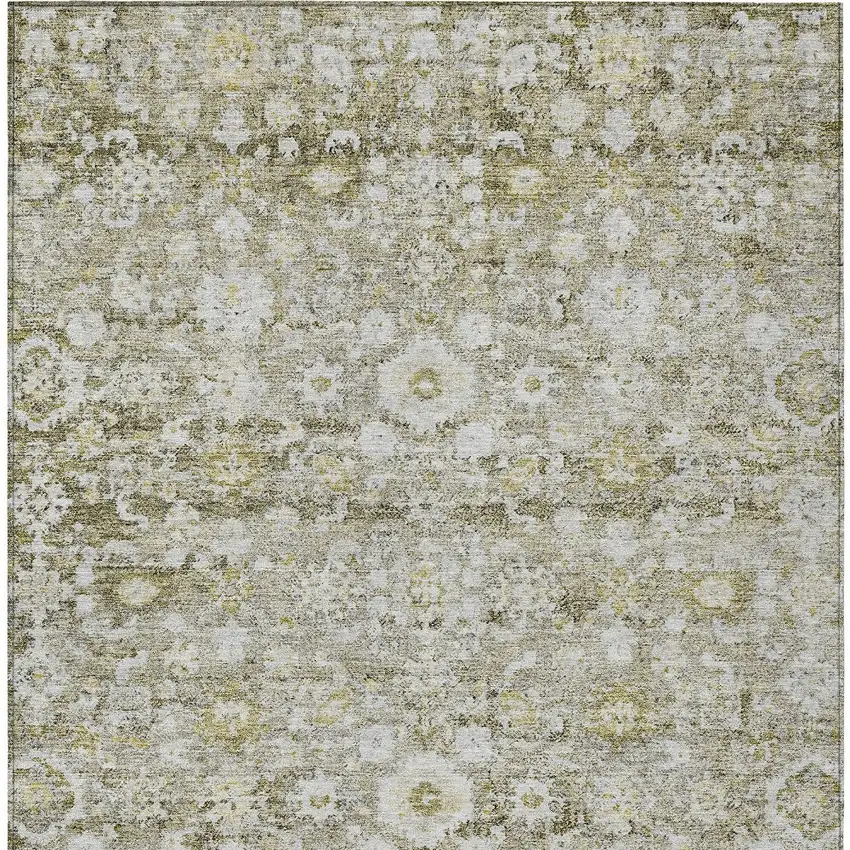 Taupe Beige And Gold Oriental Washable Indoor Outdoor Area Rug Photo 6