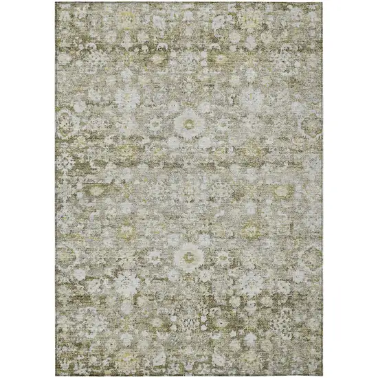 Taupe Beige And Gold Oriental Washable Indoor Outdoor Area Rug Photo 2