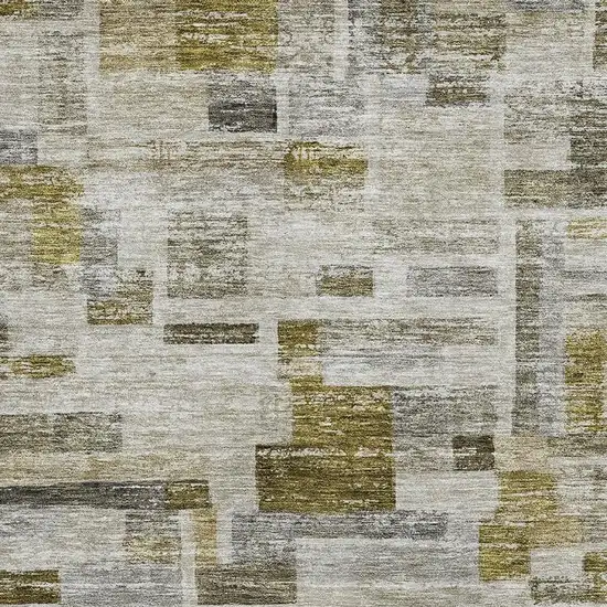 Taupe Beige And Gold Striped Washable Area Rug With UV Protection Photo 2