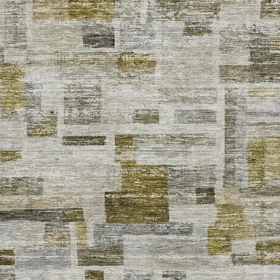 Taupe Beige And Gold Striped Washable Area Rug With UV Protection Photo 2