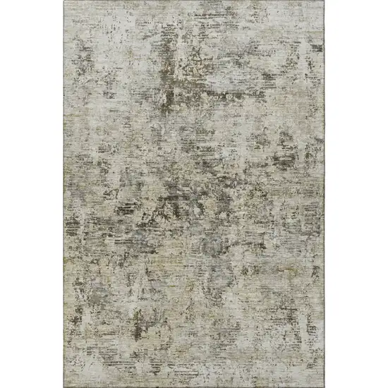 Taupe Beige And Gray Abstract Washable Area Rug With UV Protection Photo 3