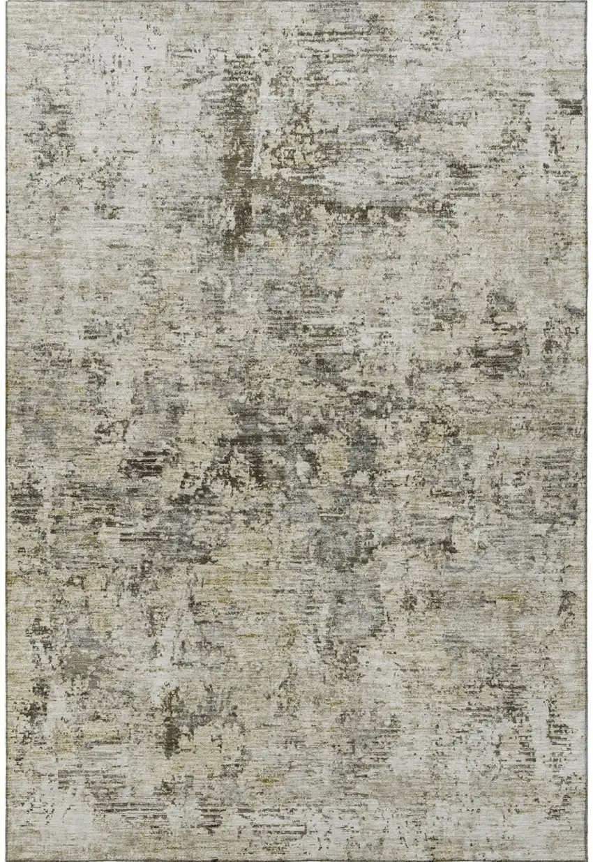 Taupe Beige And Gray Abstract Washable Area Rug With UV Protection Photo 3