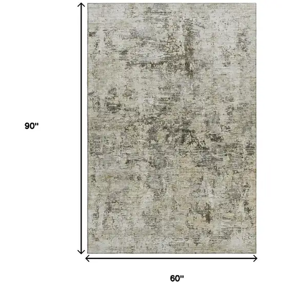 Taupe Beige And Gray Abstract Washable Area Rug With UV Protection Photo 9