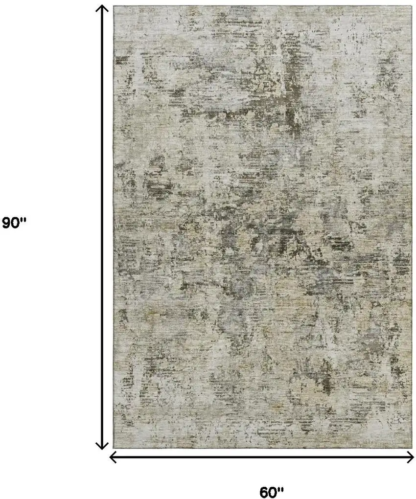 Taupe Beige And Gray Abstract Washable Area Rug With UV Protection Photo 9