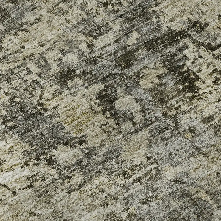 Taupe Beige And Gray Abstract Washable Area Rug With UV Protection Photo 8