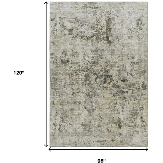 Taupe Beige And Gray Abstract Washable Area Rug With UV Protection Photo 9