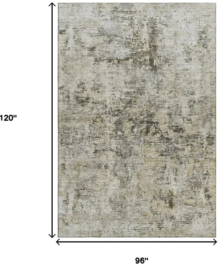 Taupe Beige And Gray Abstract Washable Area Rug With UV Protection Photo 9