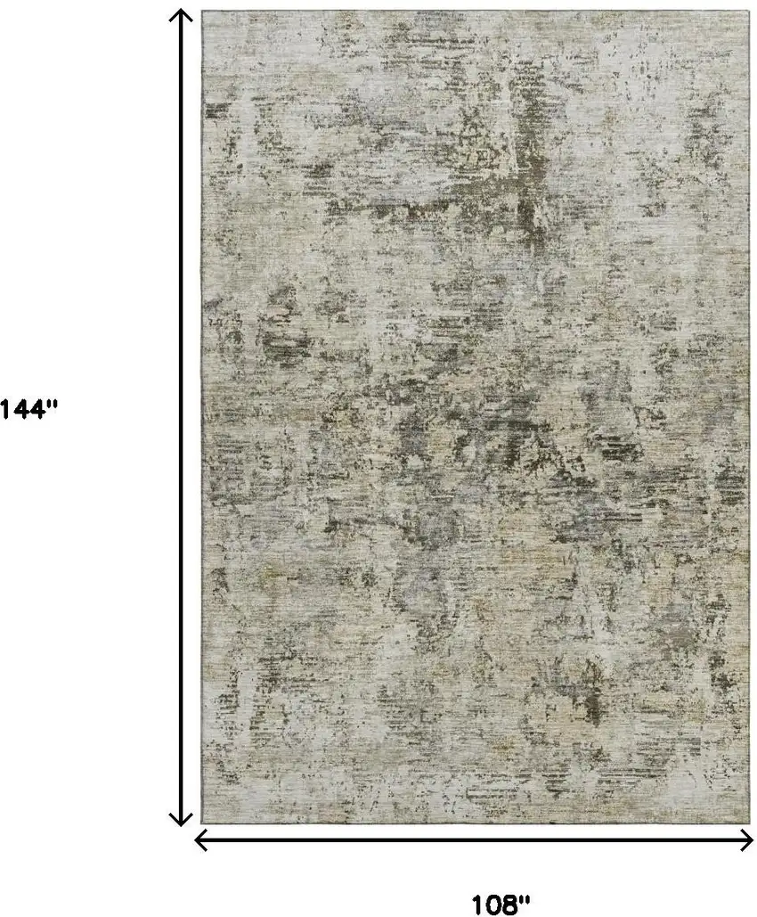 Taupe Beige And Gray Abstract Washable Area Rug With UV Protection Photo 9