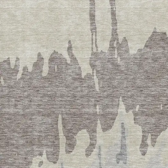Taupe Beige And Gray Abstract Washable Area Rug With UV Protection Photo 2