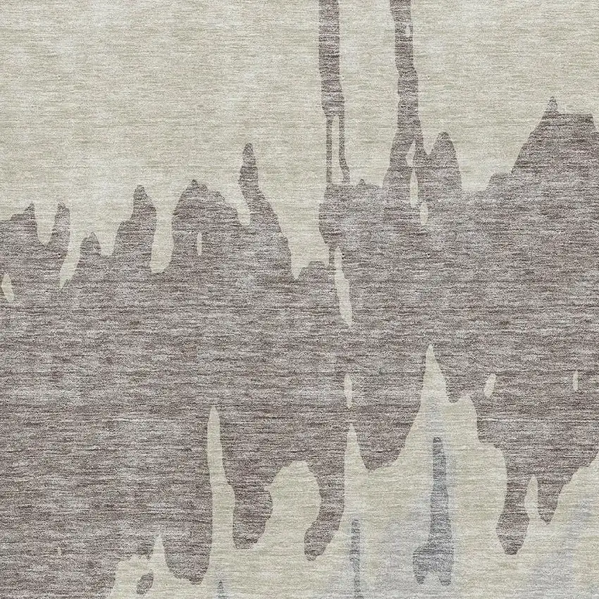 Taupe Beige And Gray Abstract Washable Area Rug With UV Protection Photo 2