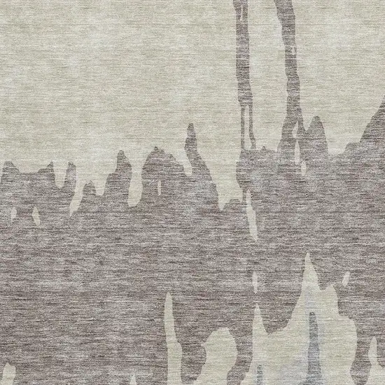 Taupe Beige And Gray Abstract Washable Area Rug With UV Protection Photo 2