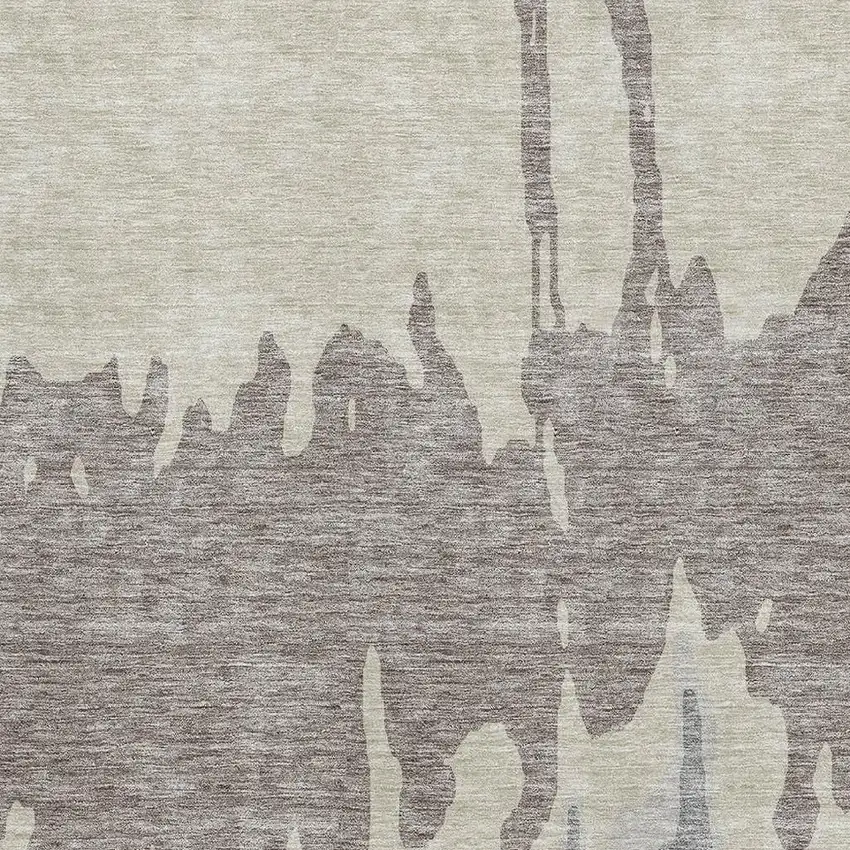 Taupe Beige And Gray Abstract Washable Area Rug With UV Protection Photo 2