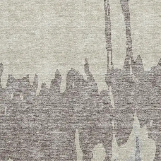 Taupe Beige And Gray Abstract Washable Area Rug With UV Protection Photo 2