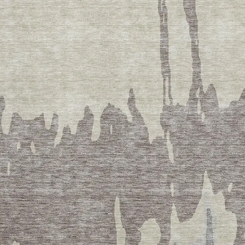 Taupe Beige And Gray Abstract Washable Area Rug With UV Protection Photo 2
