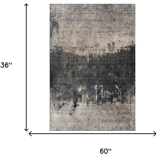 Taupe Beige And Gray Abstract Washable Area Rug With UV Protection Photo 3