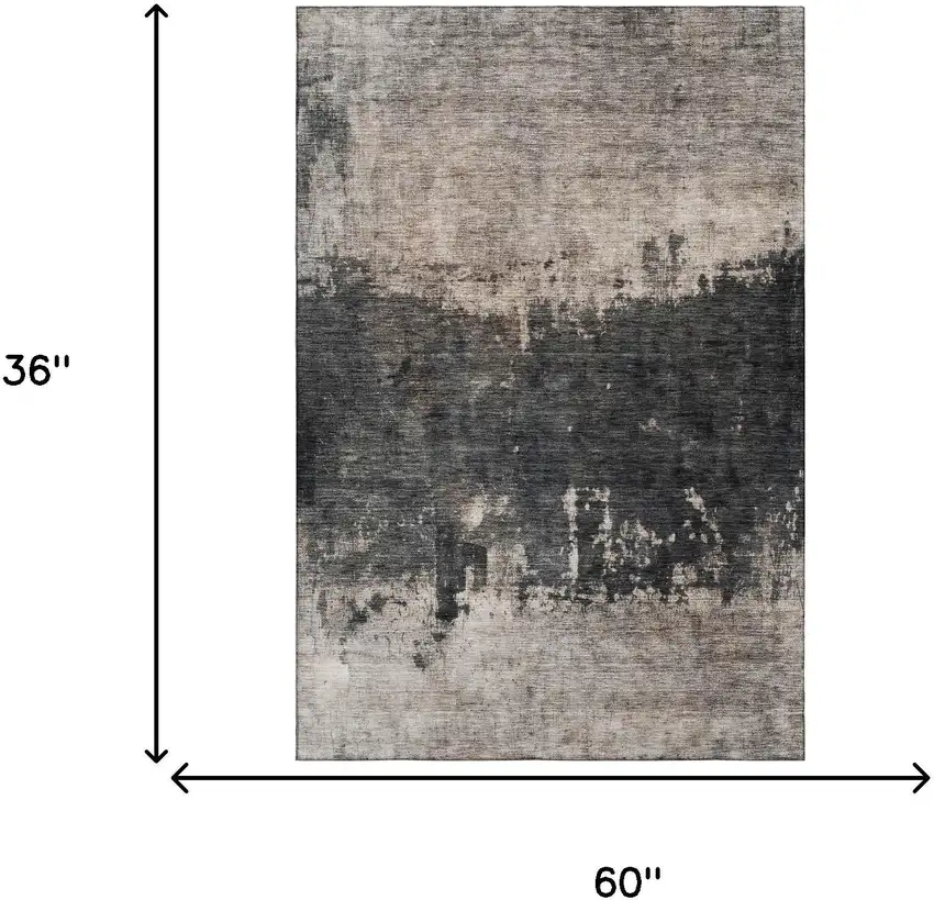 Taupe Beige And Gray Abstract Washable Area Rug With UV Protection Photo 3