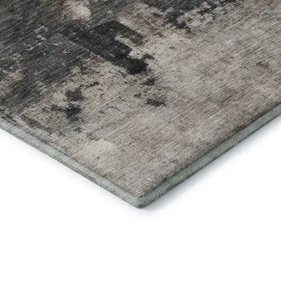 Taupe Beige And Gray Abstract Washable Area Rug With UV Protection Photo 5