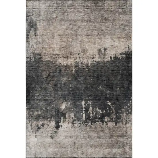 Taupe Beige And Gray Abstract Washable Area Rug With UV Protection Photo 3