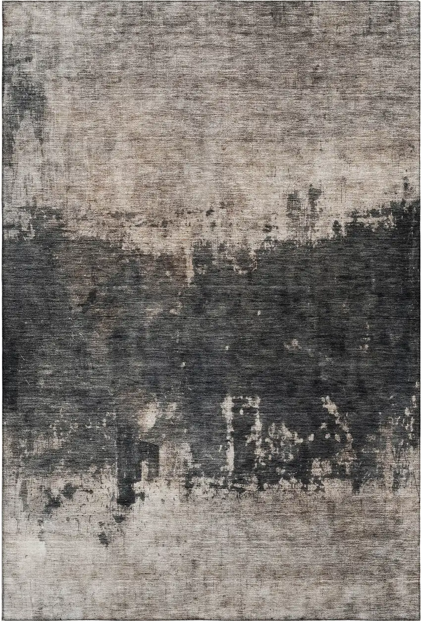 Taupe Beige And Gray Abstract Washable Area Rug With UV Protection Photo 3