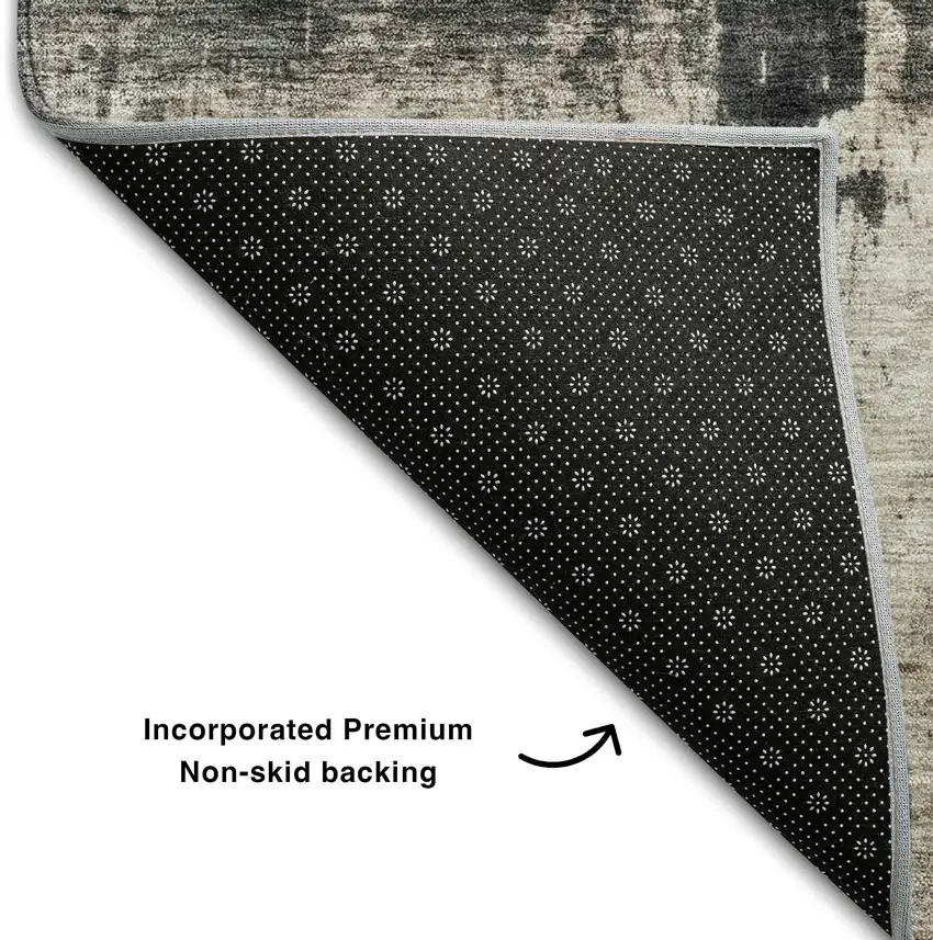 Taupe Beige And Gray Abstract Washable Area Rug With UV Protection Photo 4