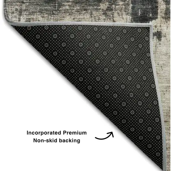 Taupe Beige And Gray Abstract Washable Area Rug With UV Protection Photo 4