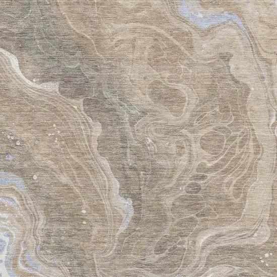 Taupe Beige And Gray Abstract Washable Area Rug With UV Protection Photo 2
