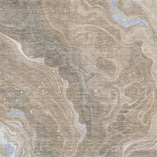 Taupe Beige And Gray Abstract Washable Area Rug With UV Protection Photo 2