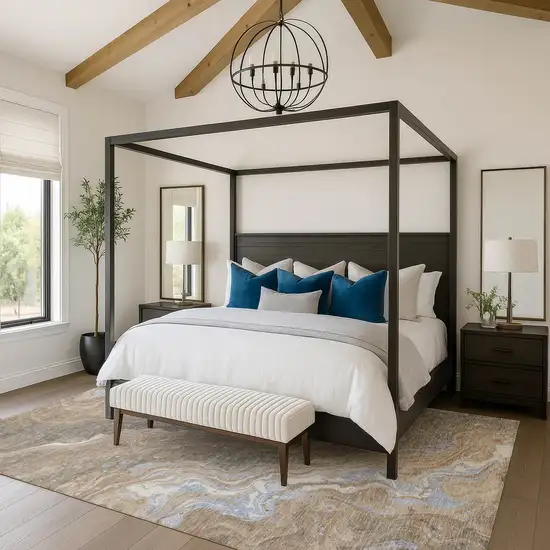 Taupe Beige And Gray Abstract Washable Area Rug With UV Protection Photo 4