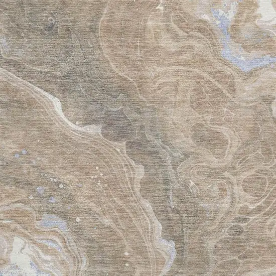 Taupe Beige And Gray Abstract Washable Area Rug With UV Protection Photo 2
