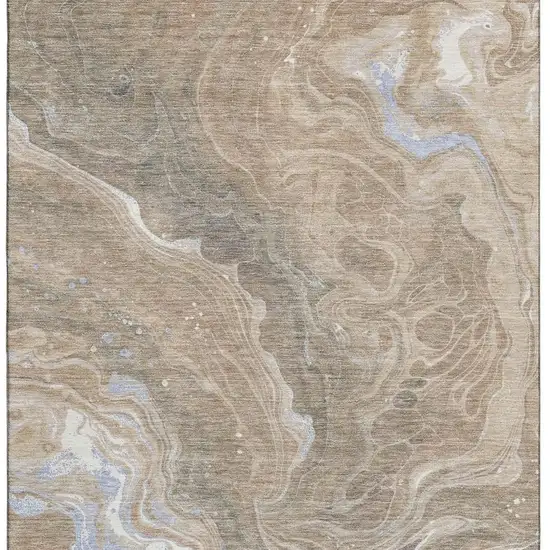 Taupe Beige And Gray Abstract Washable Area Rug With UV Protection Photo 3