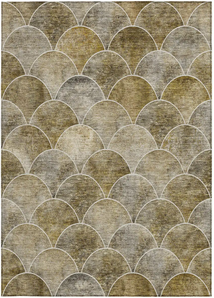 Taupe Beige And Gray Abstract Washable Indoor Outdoor Area Rug Photo 6