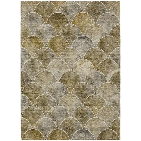 Taupe Beige And Gray Abstract Washable Indoor Outdoor Area Rug Photo 2