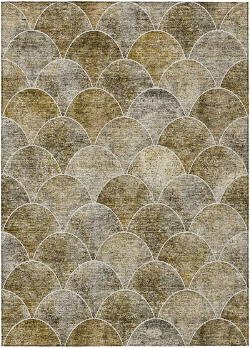 Taupe Beige And Gray Abstract Washable Indoor Outdoor Area Rug Photo 2