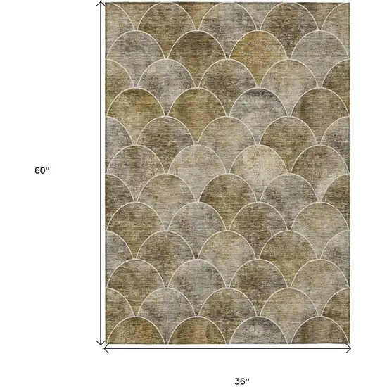 Taupe Beige And Gray Abstract Washable Indoor Outdoor Area Rug Photo 7