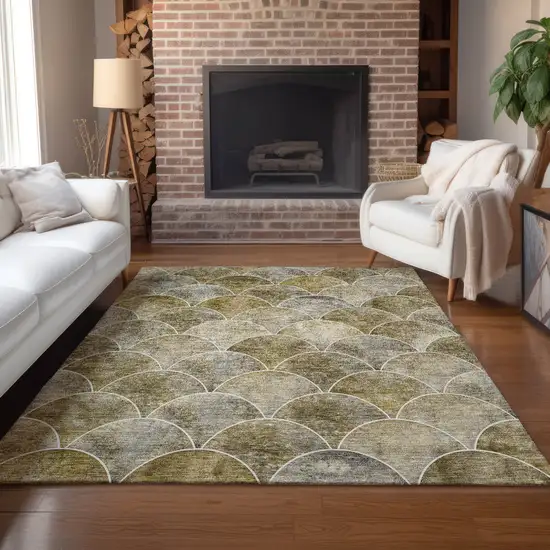 Taupe Beige And Gray Abstract Washable Indoor Outdoor Area Rug Photo 8