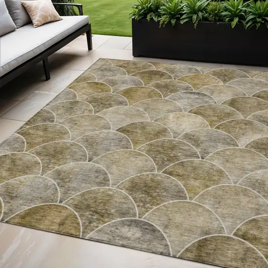 Taupe Beige And Gray Abstract Washable Indoor Outdoor Area Rug Photo 1