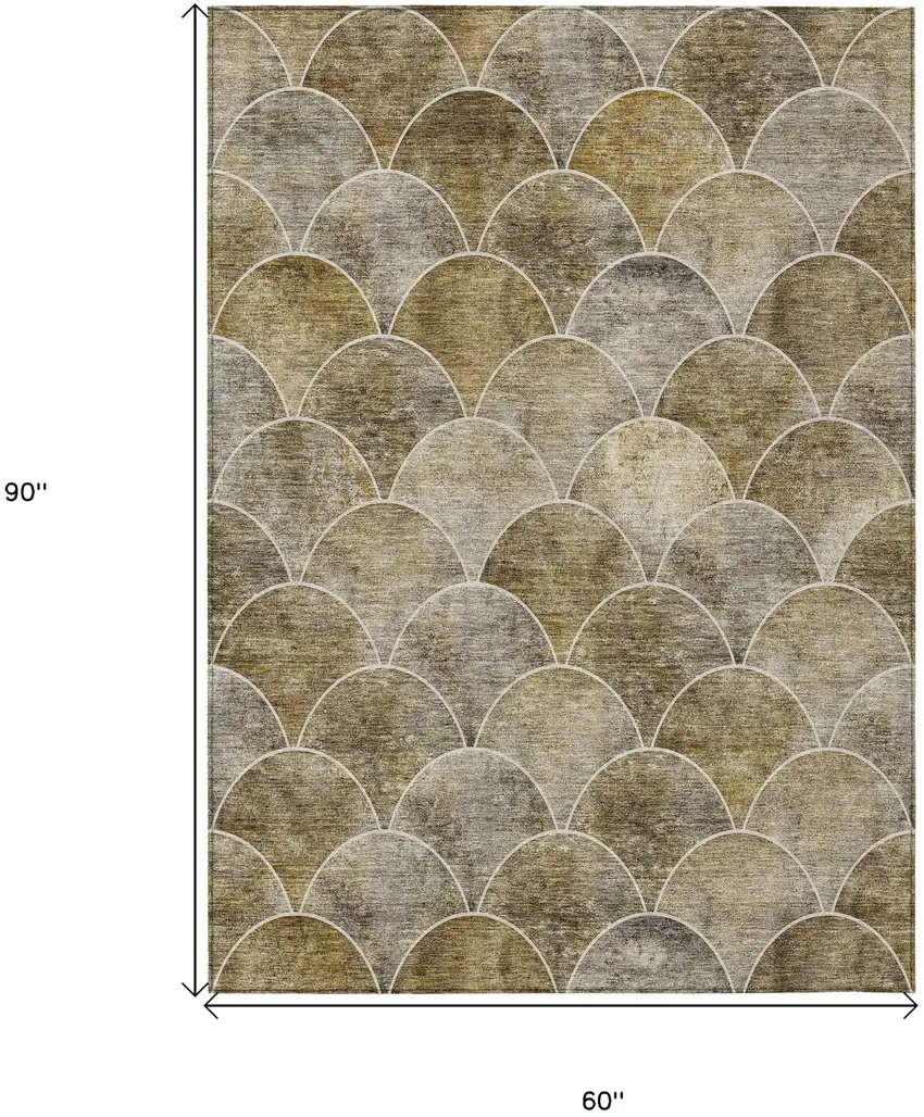 Taupe Beige And Gray Abstract Washable Indoor Outdoor Area Rug Photo 3