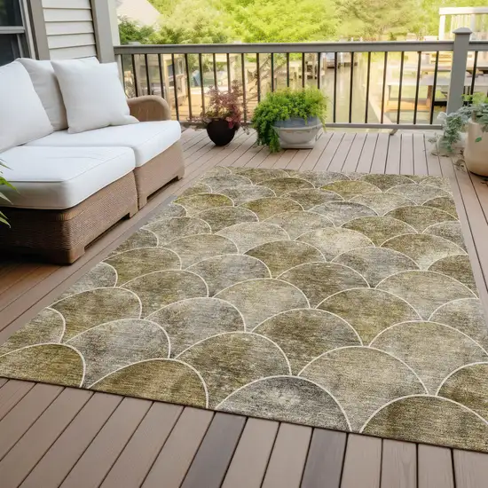 Taupe Beige And Gray Abstract Washable Indoor Outdoor Area Rug Photo 9