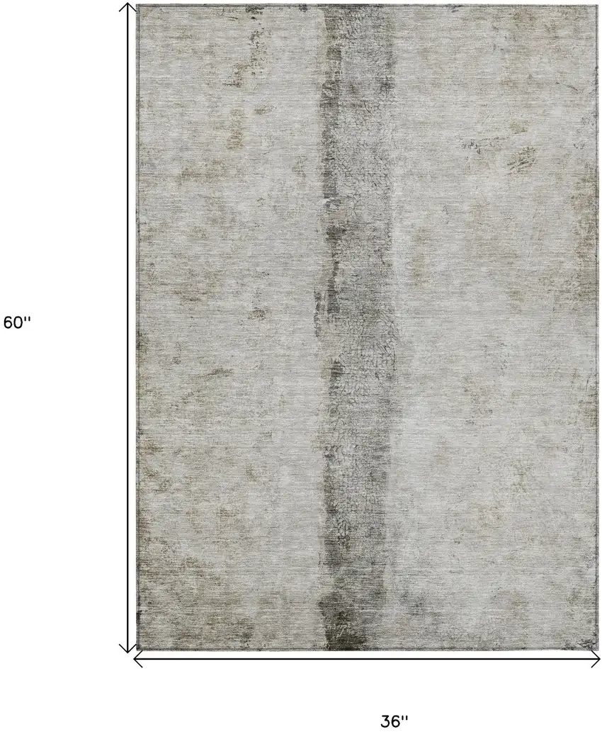 Taupe Beige And Gray Abstract Washable Indoor Outdoor Area Rug Photo 3