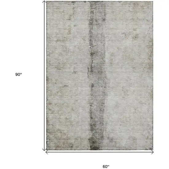 Taupe Beige And Gray Abstract Washable Indoor Outdoor Area Rug Photo 3