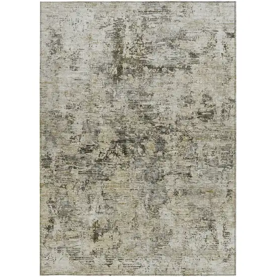 Taupe Beige And Gray Abstract Washable Indoor Outdoor Area Rug Photo 5