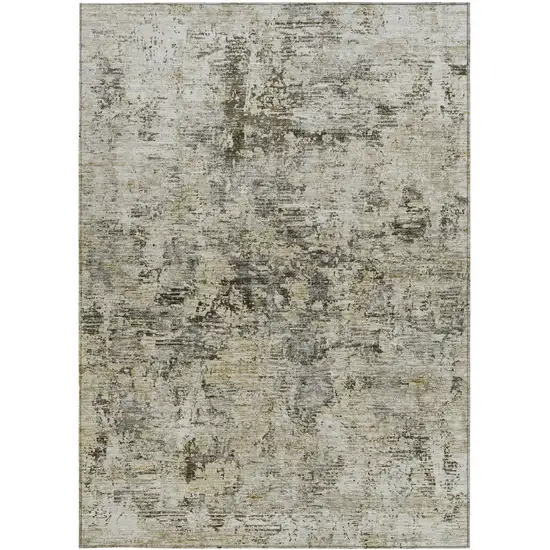 Taupe Beige And Gray Abstract Washable Indoor Outdoor Area Rug Photo 5