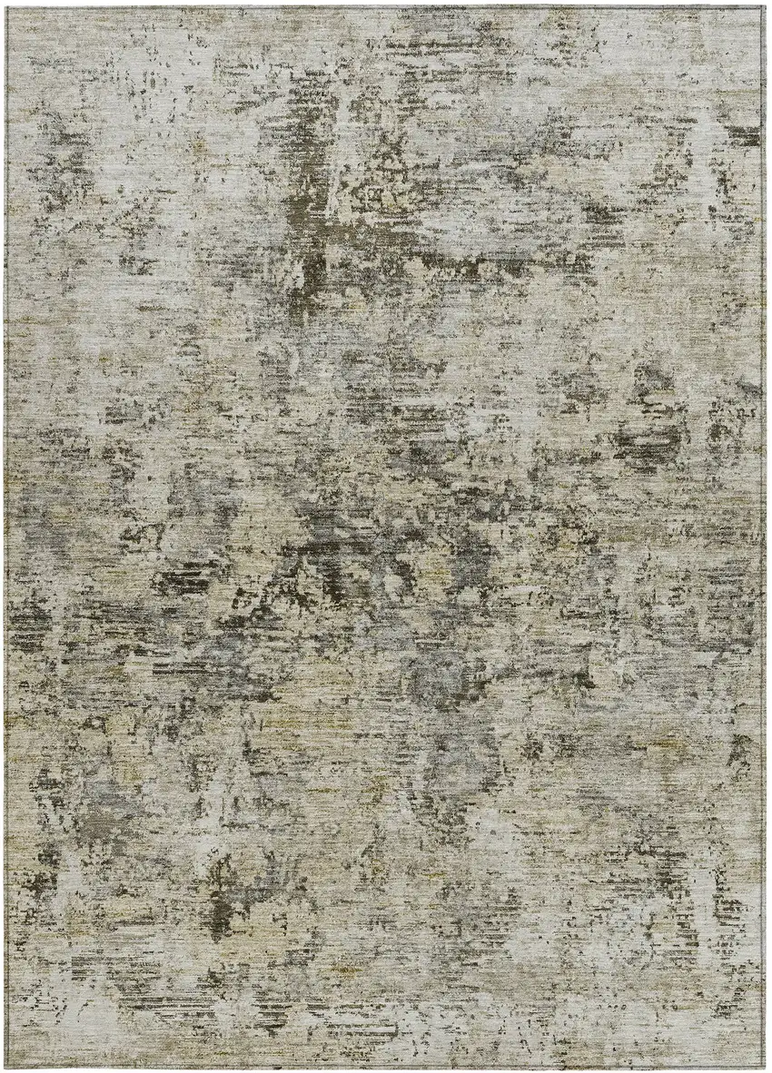 Taupe Beige And Gray Abstract Washable Indoor Outdoor Area Rug Photo 5