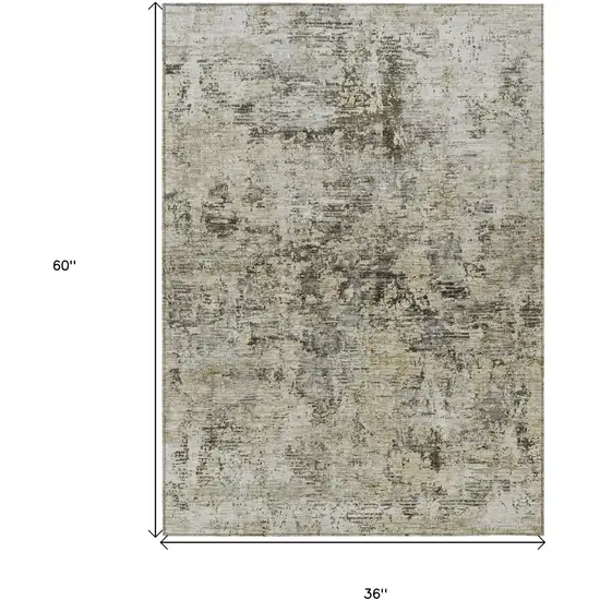 Taupe Beige And Gray Abstract Washable Indoor Outdoor Area Rug Photo 6
