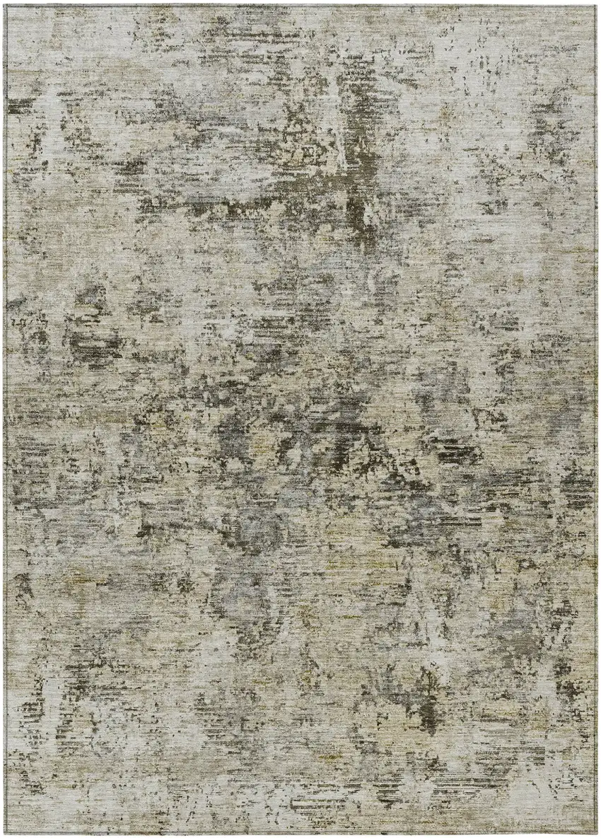 Taupe Beige And Gray Abstract Washable Indoor Outdoor Area Rug Photo 2