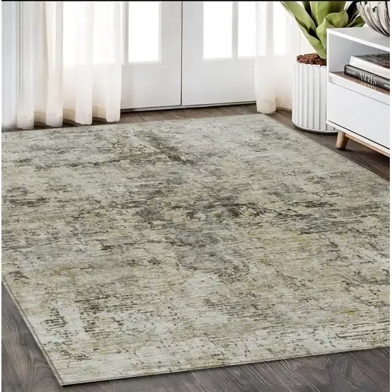 Taupe Beige And Gray Abstract Washable Indoor Outdoor Area Rug Photo 2
