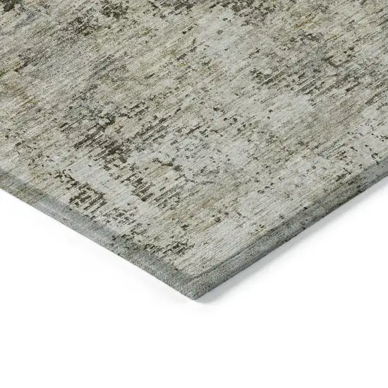 Taupe Beige And Gray Abstract Washable Indoor Outdoor Area Rug Photo 6